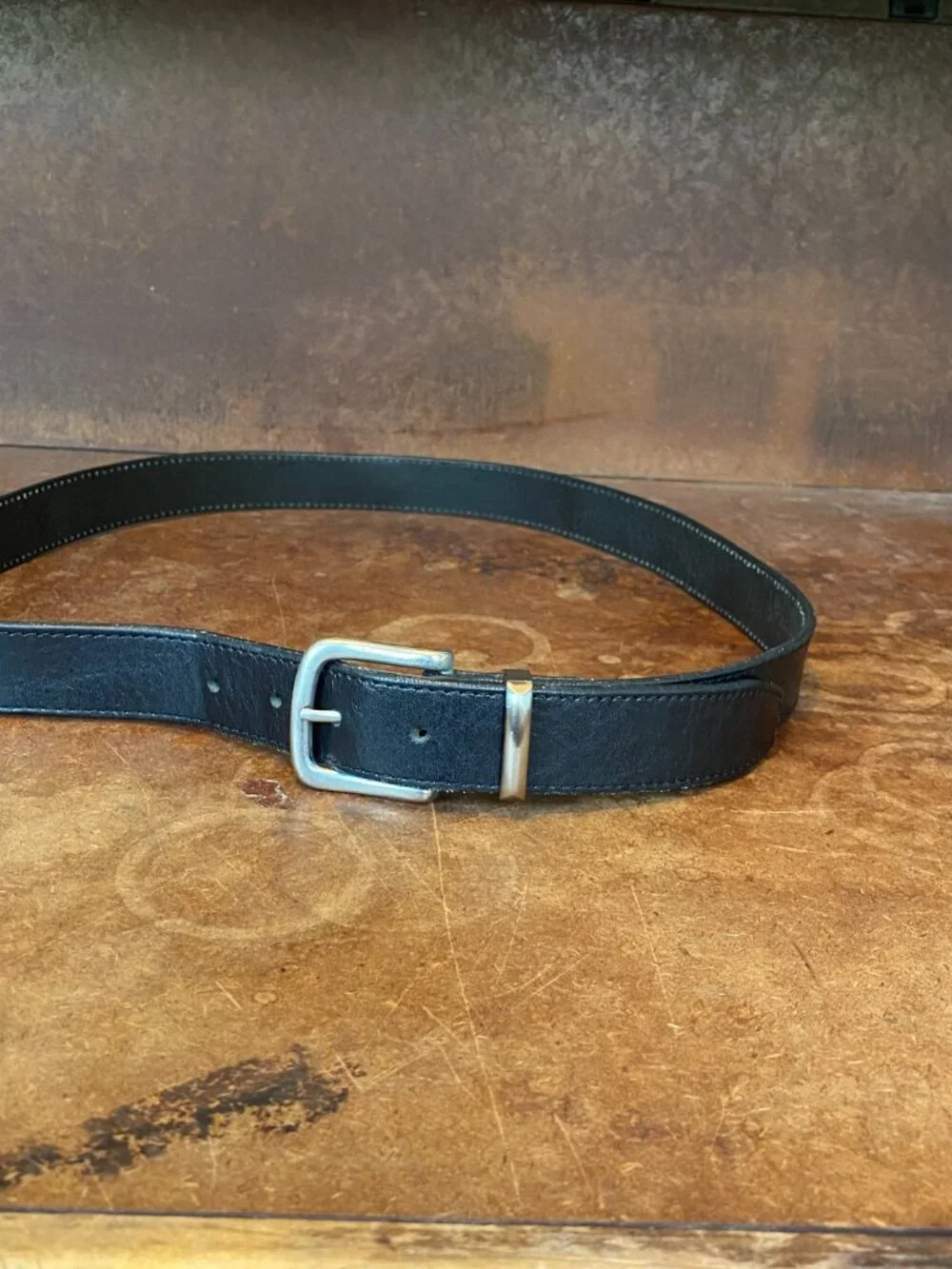 Vintage Black Leather Belt Size 38